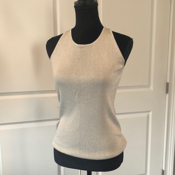 Silver knit top from Ann Taylor LOFT. - Picture 1 of 5